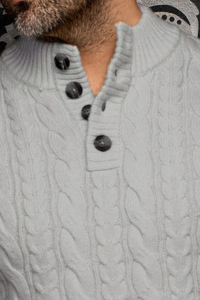 Chandail laine mérino à col boutonné pour homme par Au Noir | OSLO Gris Clair | Machemise.ca, inventaire complet de la marque Au Noir