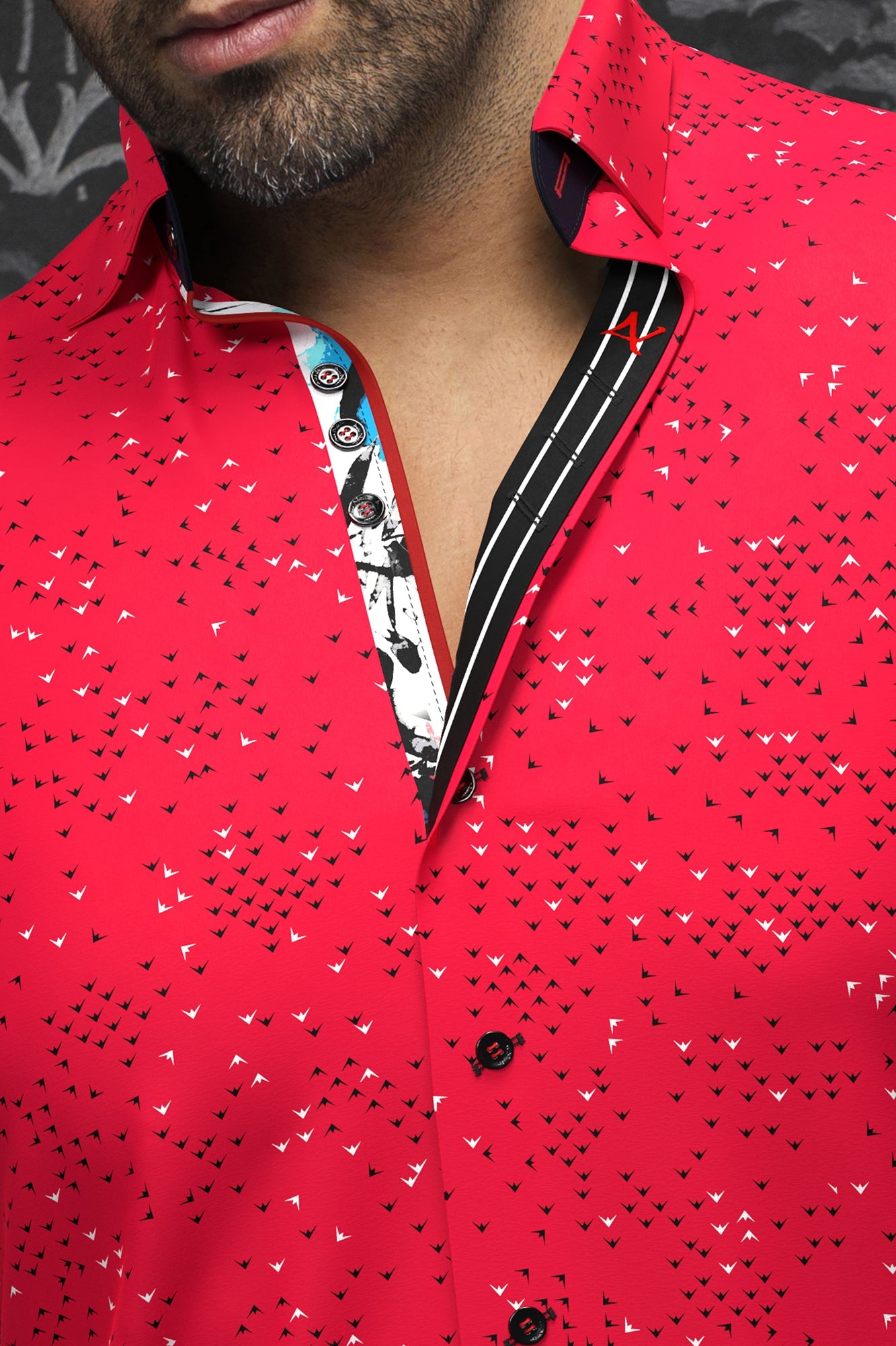 Knit long sleeve shirt for men by Au Noir | PAJARO Red | Menshirt, complete inventory of the Au Noir brand