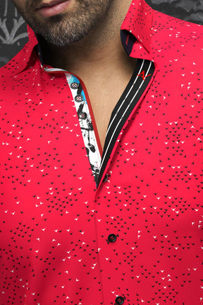 Knit long sleeve shirt for men by Au Noir | PAJARO Red | Menshirt, complete inventory of the Au Noir brand