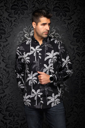 Chemise manches longues en Knit extensible pour homme par Au Noir | PALMWAVE Noir | Machemise.ca, inventaire complet de la marque Au Noir