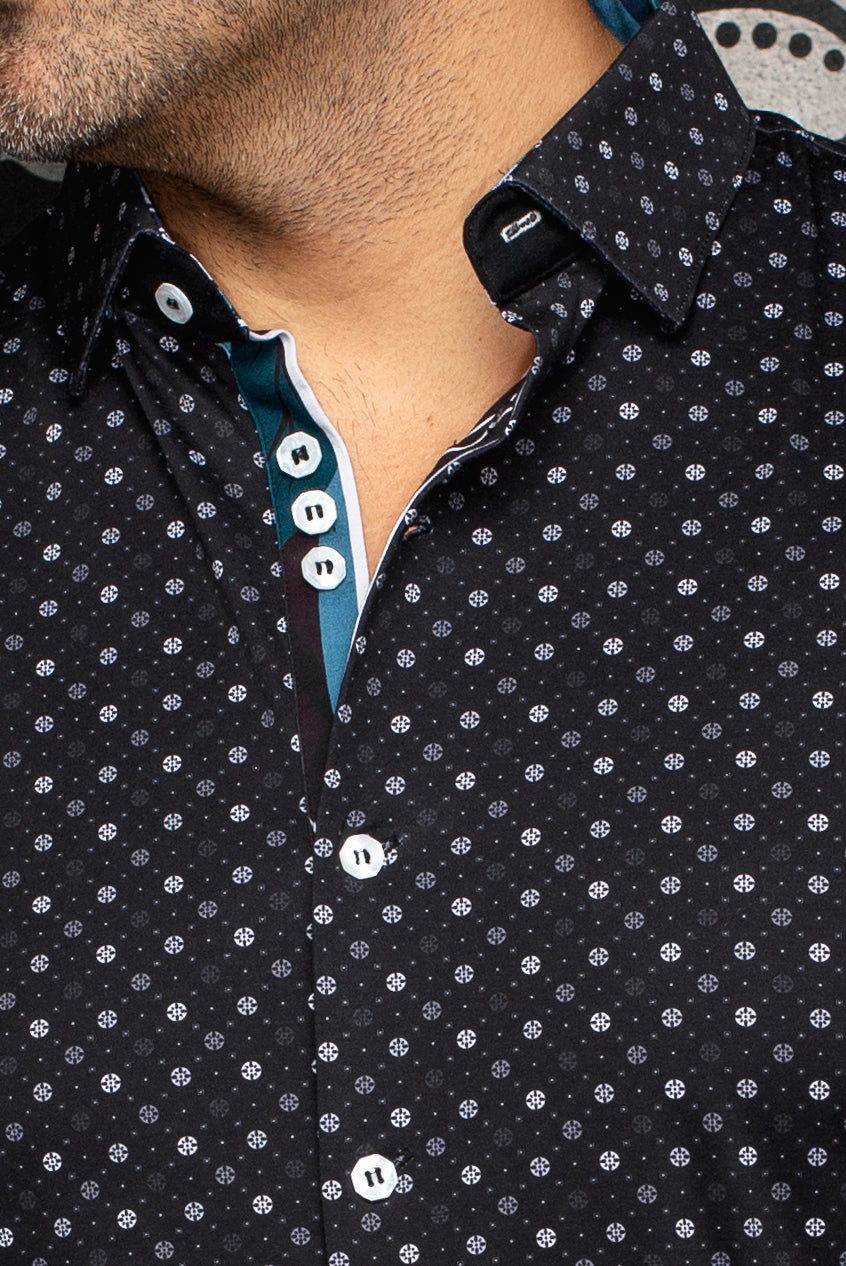 Chemise manches courtes en Knit extensible pour homme par Au Noir | PATMOS (SS) Noir | Machemise.ca, inventaire complet de la marque Au Noir