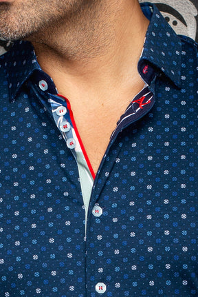 Chemise manches courtes en Knit extensible pour homme par Au Noir | PATMOS (SS) Marine | Machemise.ca, inventaire complet de la marque Au Noir