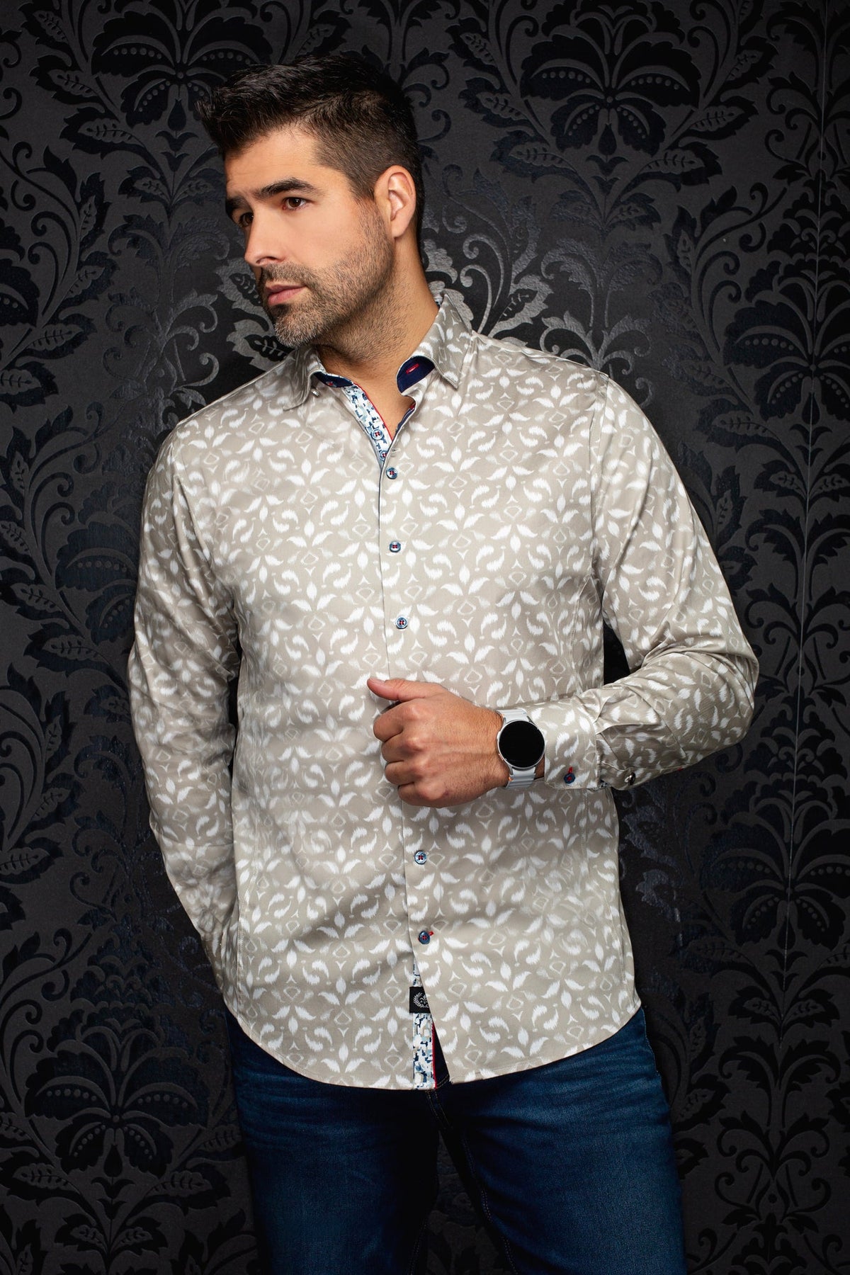 Chemise manches longues en coton extensible pour homme par Au Noir | PELOSA Pierre | Machemise.ca, inventaire complet de la marque Au Noir