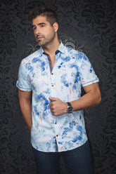 Chemise manches courtes en Knit pour homme par Au Noir | PEMBA(SS) Aqua Clair | Machemise, inventaire complet de la marque Au Noir