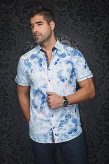 Chemise manches courtes en Knit pour homme par Au Noir | PEMBA(SS) Aqua Clair | Machemise, inventaire complet de la marque Au Noir