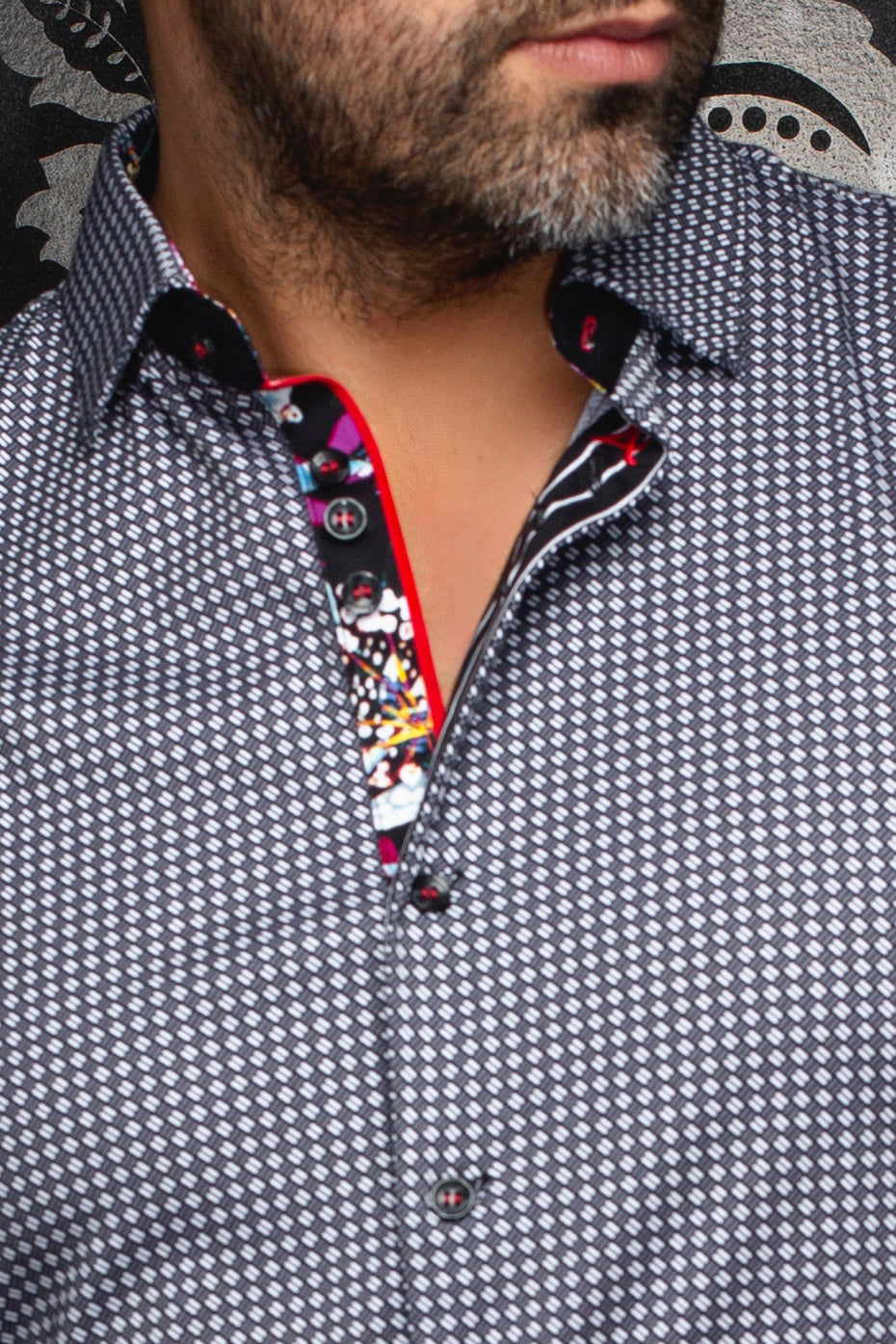 Chemise manches longues en Knit pour homme par Au Noir | POLGAR Gris Blanc | Machemise.ca, inventaire complet de la marque Au Noir