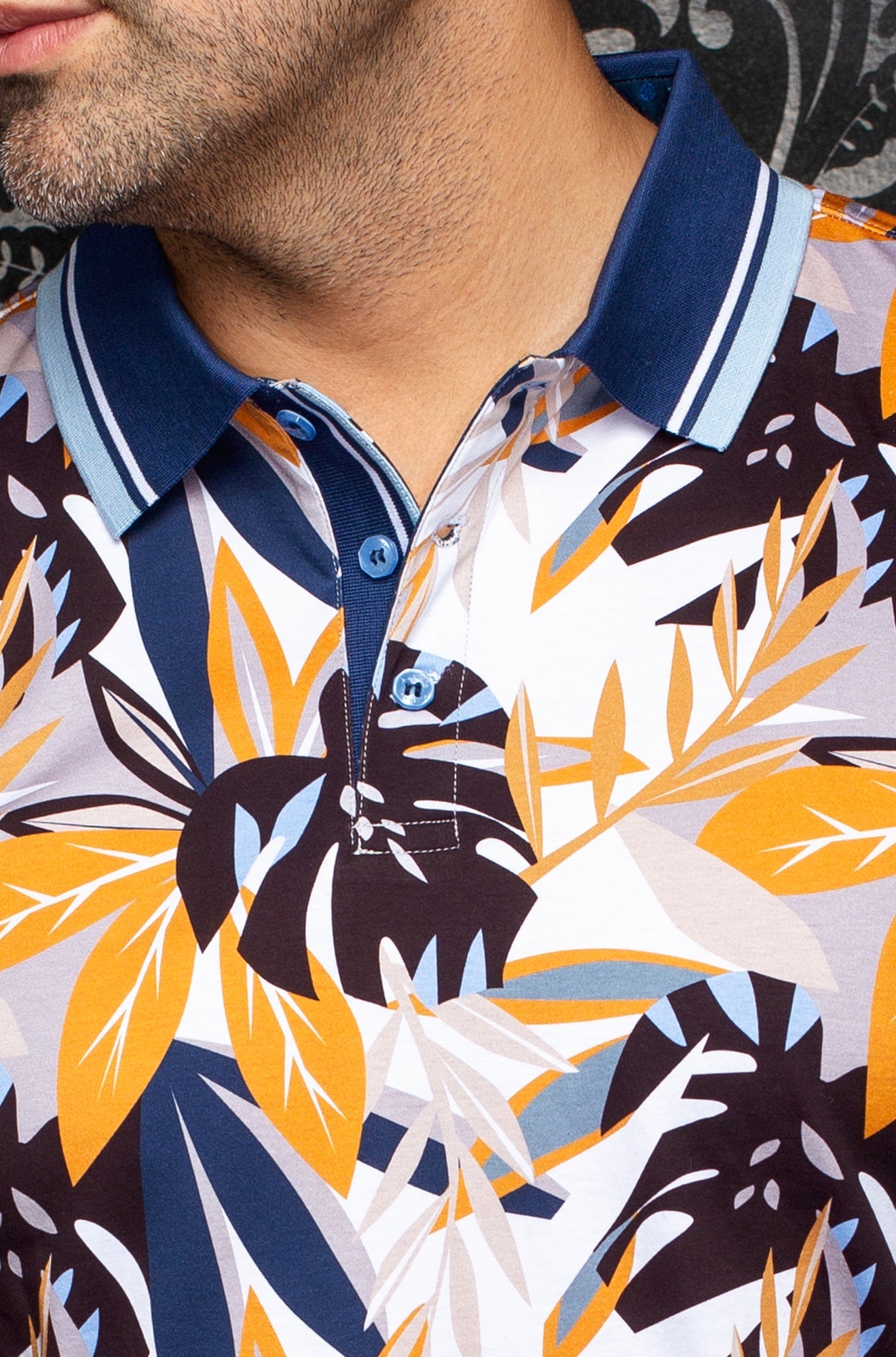 Polo pour homme par Au Noir | RAINBLOOM Bleu Or | Machemise.ca, inventaire complet de la marque Au Noir