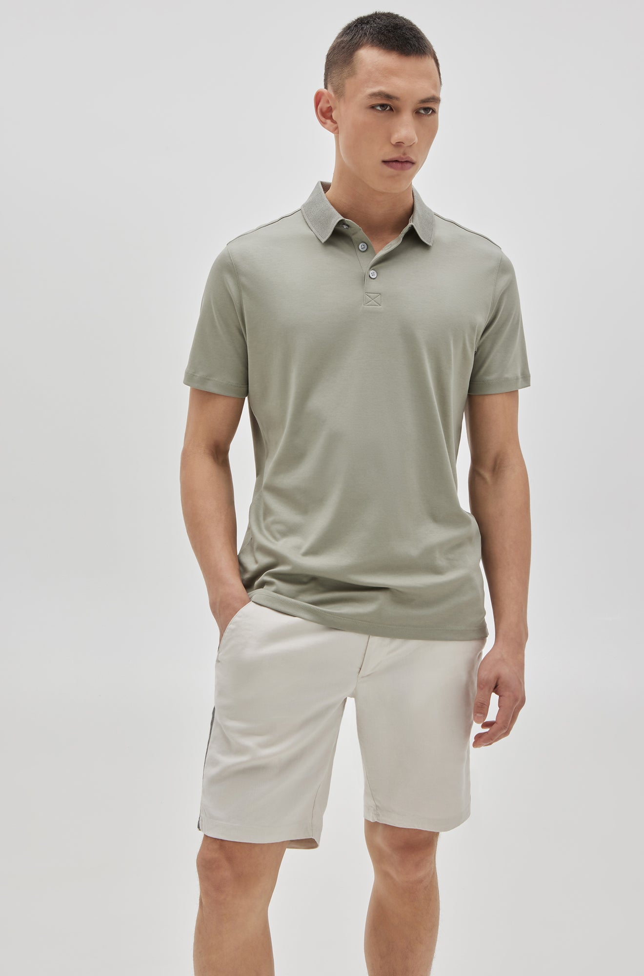 Polo manches courtes honeycomb pour homme par Robert Barakett | Georgia RB11016 Dried Sage |  Machemise.ca, vêtements mode pour hommes