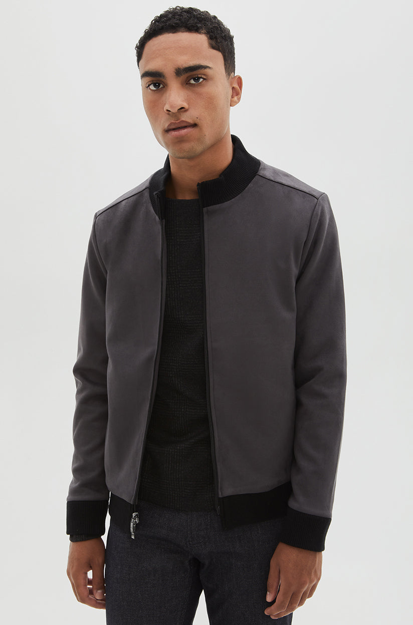Veste en suède synthétique pour homme par Robert Barakett | Lachine RB12046 Fumée | Machemise.ca, vêtements mode pour hommes