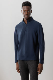 Chandail manches longues avec zip pour homme par Robert Barakett | Karuna RB41462 Bleu Marine | Boutique Vvög, vêtements mode pour homme et femme