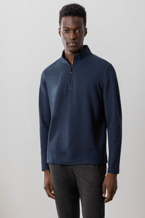 Chandail manches longues avec zip pour homme par Robert Barakett | Karuna RB41462 Bleu Marine | Boutique Vvög, vêtements mode pour homme et femme