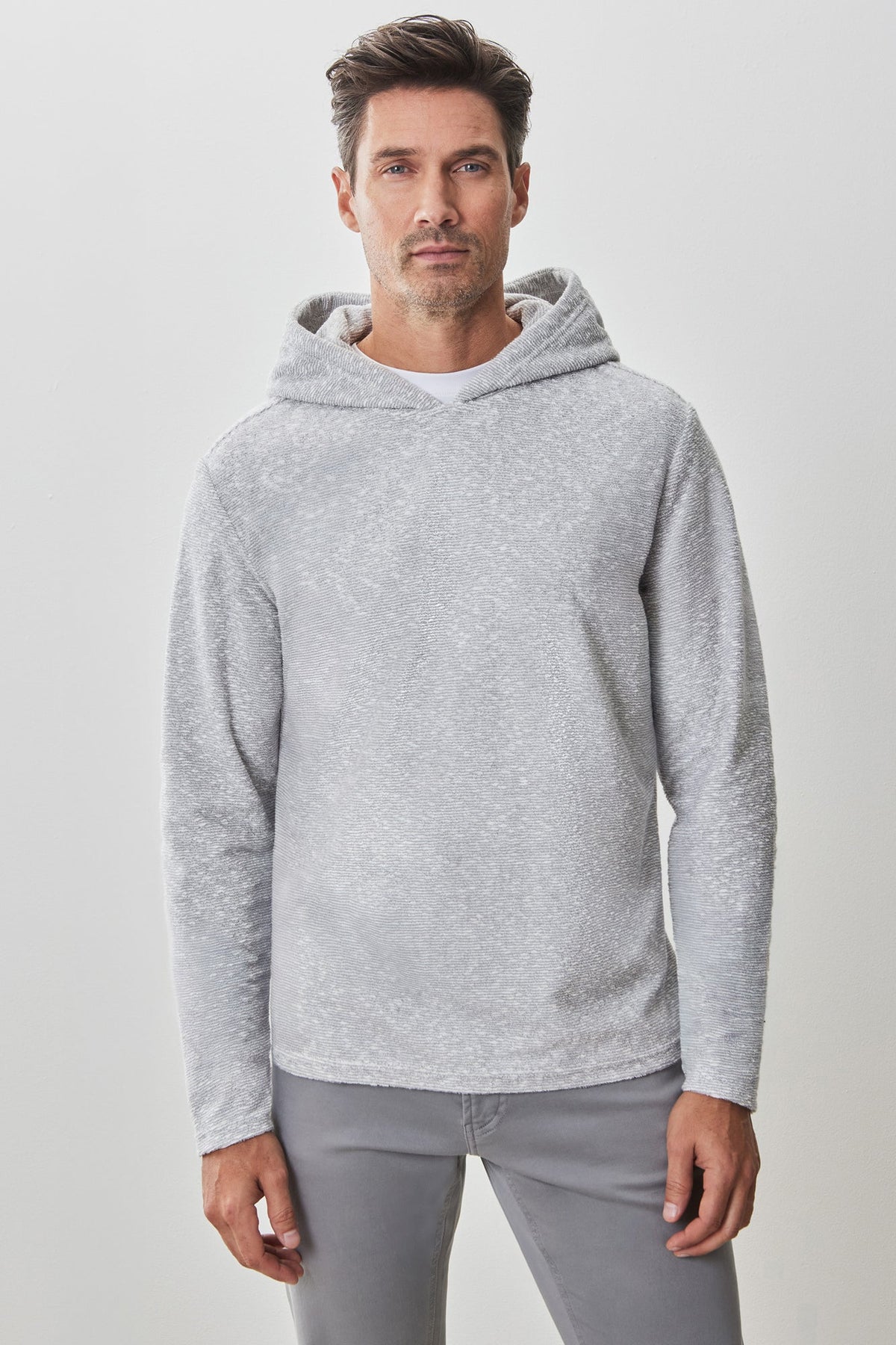 Coton ouaté rayé pour homme par Robert Barakett | RB51049 Ramsen Gris | Machemise.ca, vêtements mode pour hommes