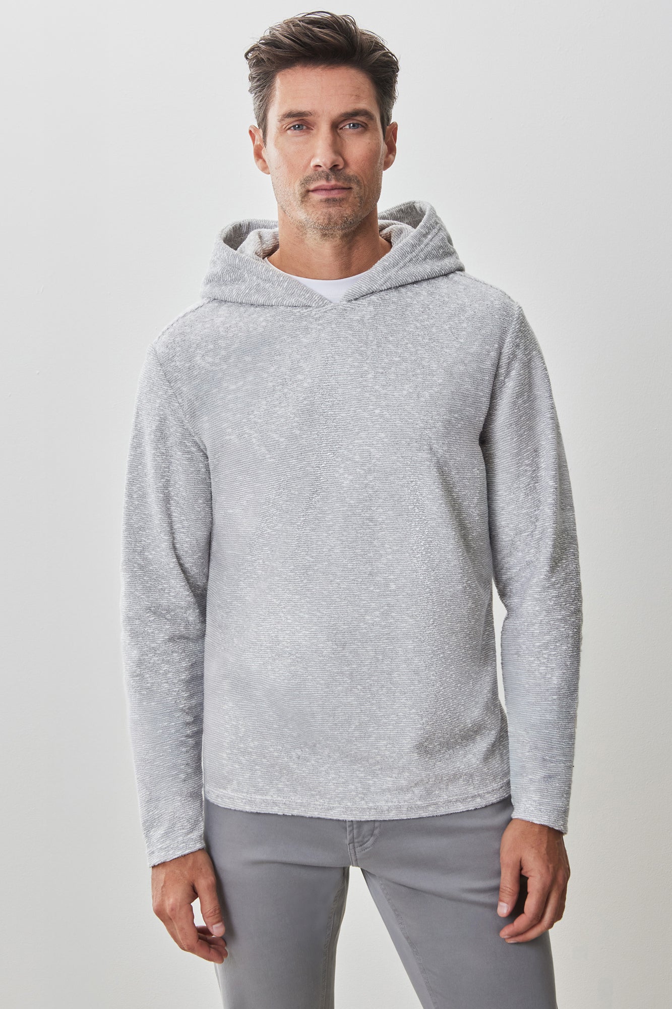 Coton ouaté rayé pour homme par Robert Barakett | RB51049 Ramsen Gris | Machemise.ca, vêtements mode pour hommes