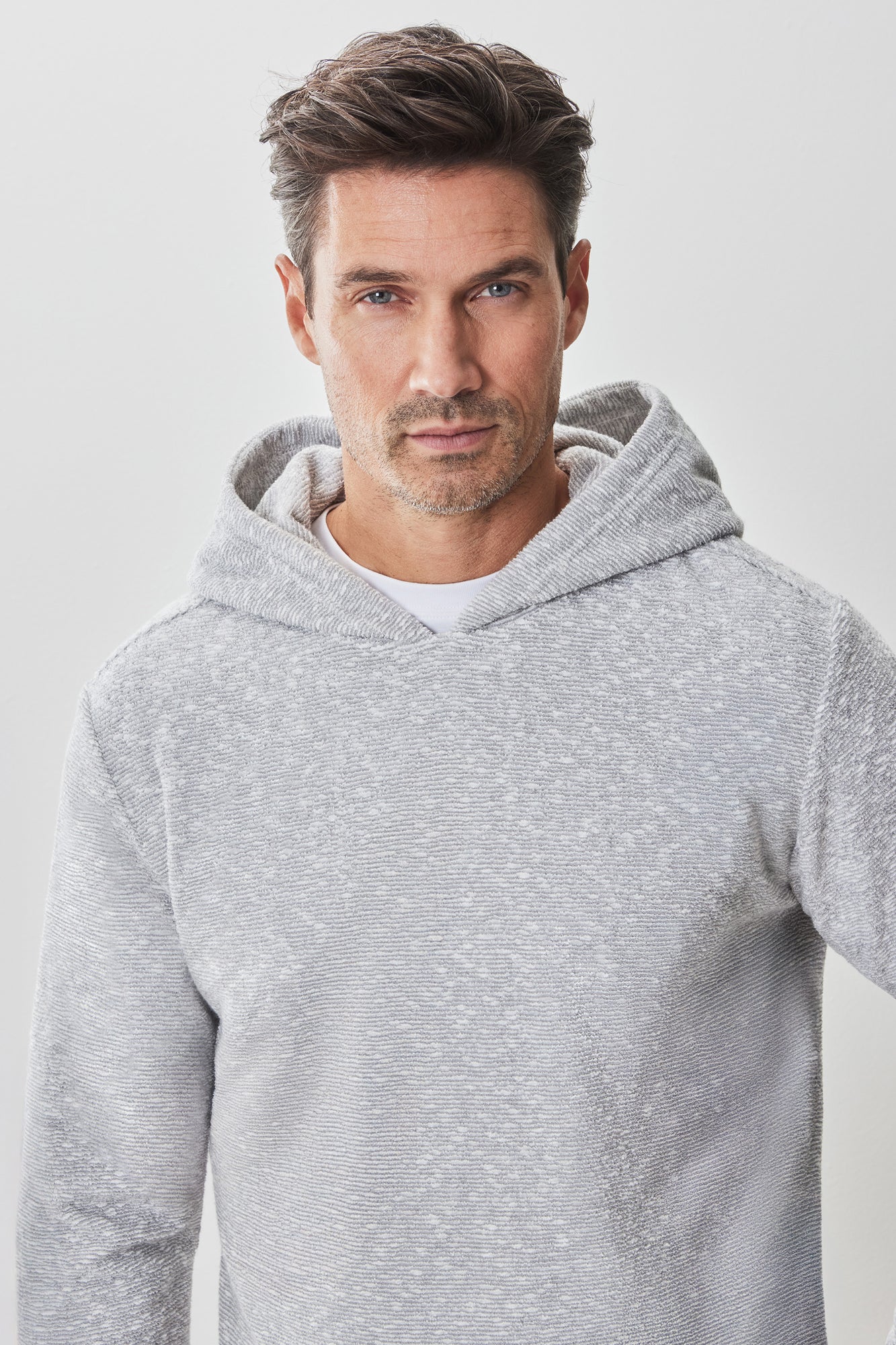 Coton ouaté rayé pour homme par Robert Barakett | RB51049 Ramsen Gris | Machemise.ca, vêtements mode pour hommes