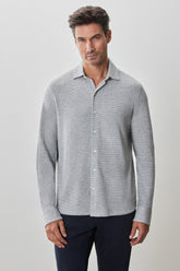 Chemise en tricot à manches courtes pour homme par Robert Barakett | RB51070 Dobston Gris Clair | Machemise.ca, vêtements mode pour hommes