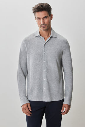 Chemise en tricot à manches courtes pour homme par Robert Barakett | RB51070 Dobston Gris Clair | Machemise.ca, vêtements mode pour hommes