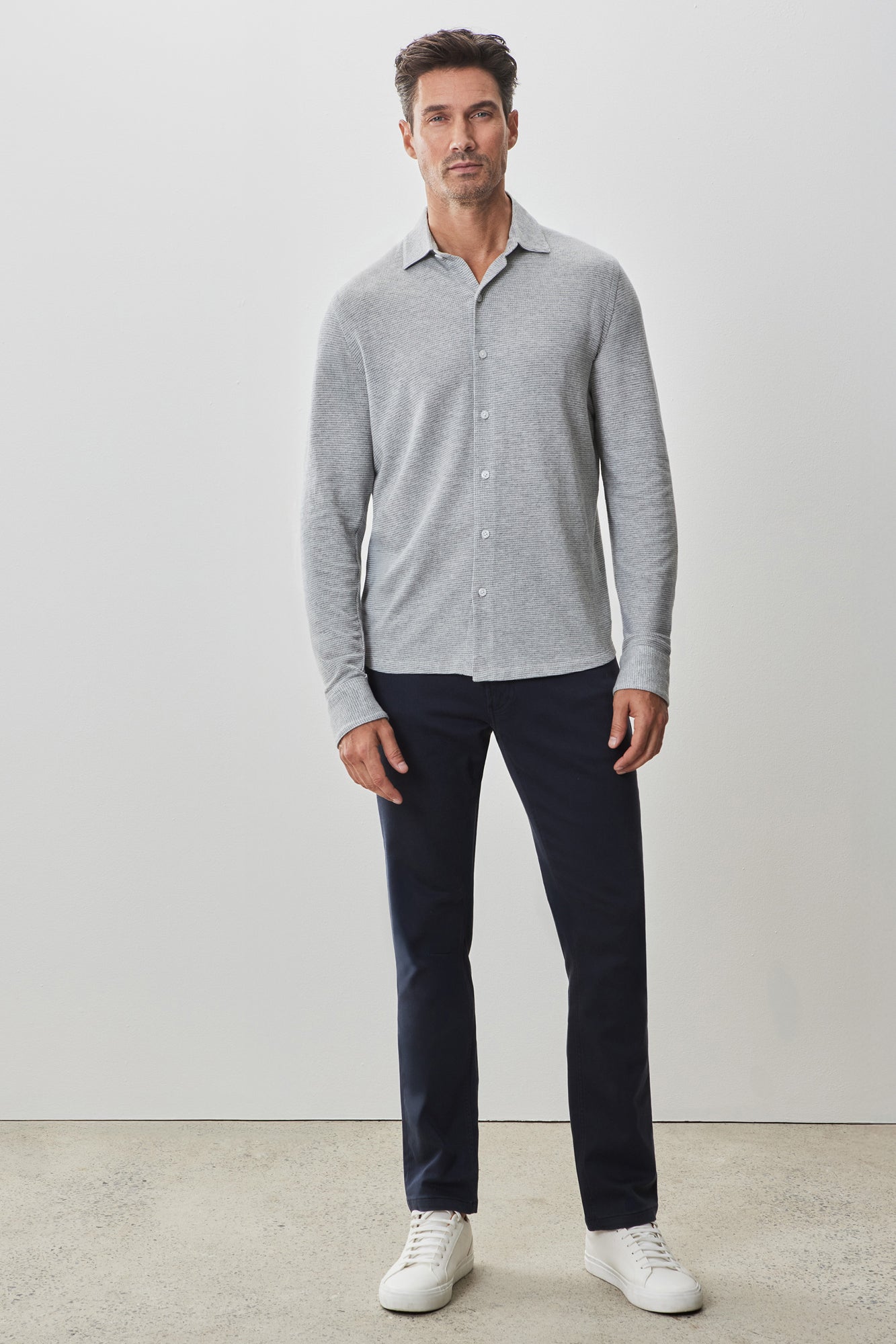 Chemise en tricot à manches courtes pour homme par Robert Barakett | RB51070 Dobston Gris Clair | Machemise.ca, vêtements mode pour hommes