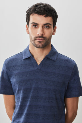 Polo à col ouvert pour homme par Robert Barakett | RB51124 Duval Bleu Marine | Machemise.ca, vêtements mode pour hommes