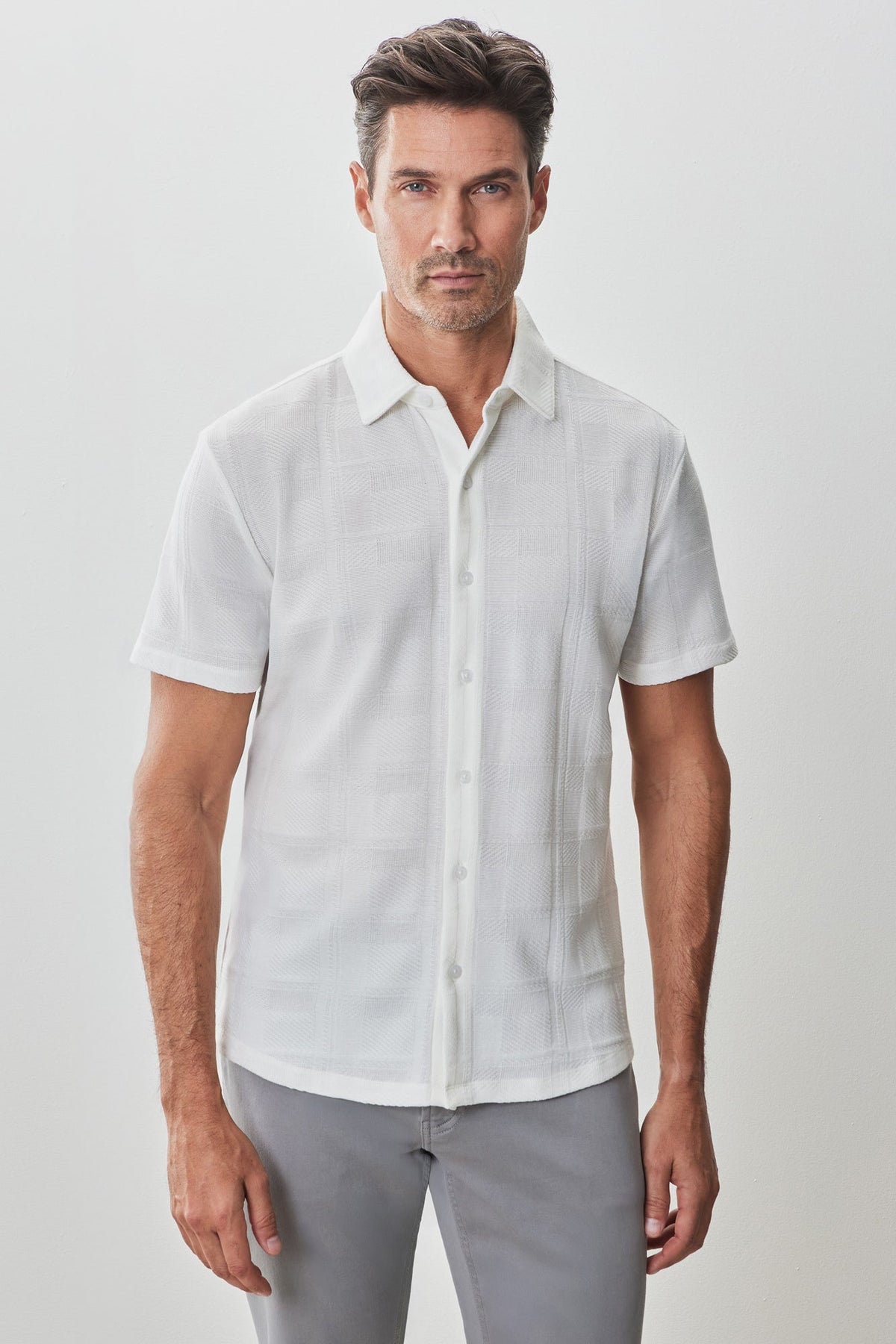 Chemise manches courtes pour homme par Robert Barakett | Copley RB51150 Blanc | Machemise.ca, vêtements mode pour hommes