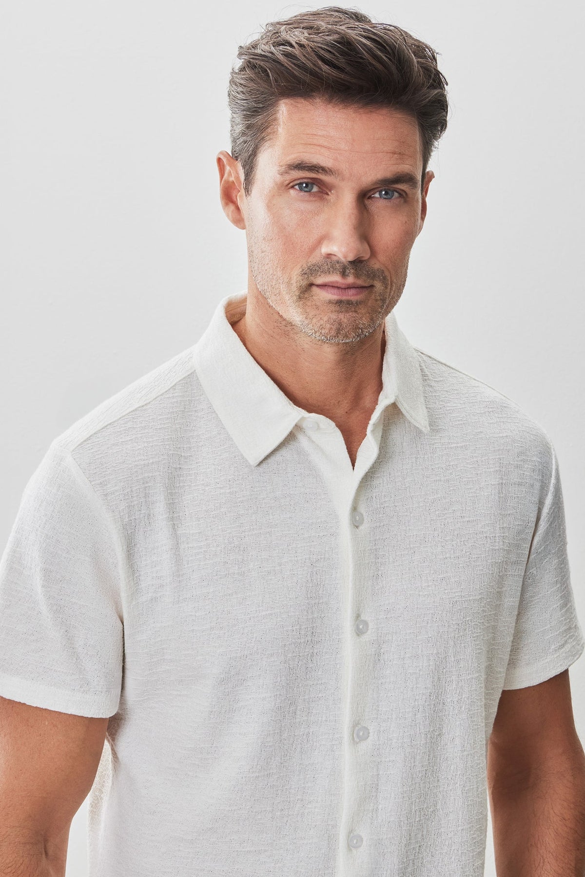Chemise manches courtes en Knit pour homme par Robert Barakett | RB51155 Newman Blanc | Machemise.ca, vêtements mode pour hommes