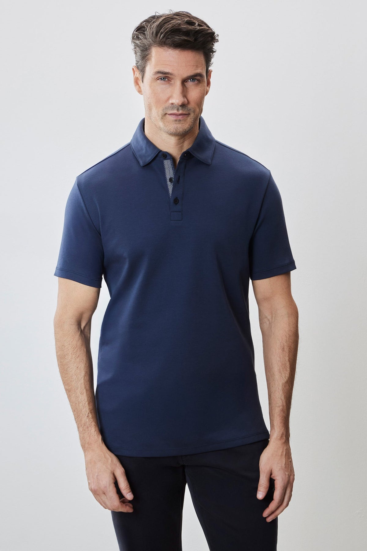 Polo "herringbone" pour homme par Robert Barakett | RB51236 Georgia Bleu Nuit | Machemise.ca, vêtements mode pour hommes