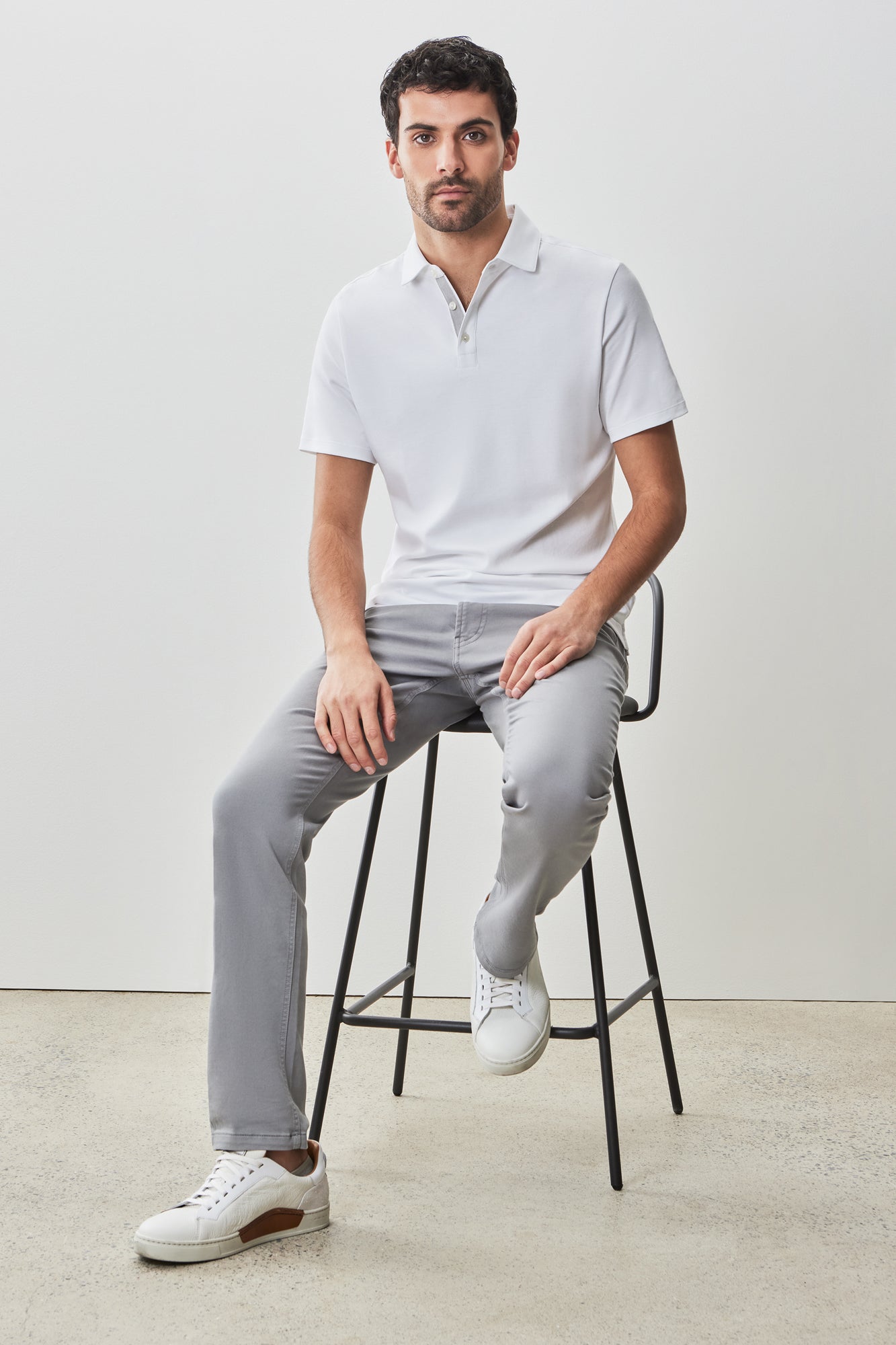 Polo "herringbone" pour homme par Robert Barakett | RB51236 Georgia Blanc | Machemise.ca, vêtements mode pour hommes