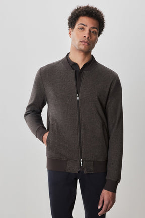Veste à col baseball zippée pour homme par Robert Barakett | Stefanos RB52231 Brun | Machemise.ca, vêtements mode pour hommes