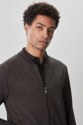 Veste à col baseball zippée pour homme par Robert Barakett | Stefanos RB52231 Brun | Machemise.ca, vêtements mode pour hommes