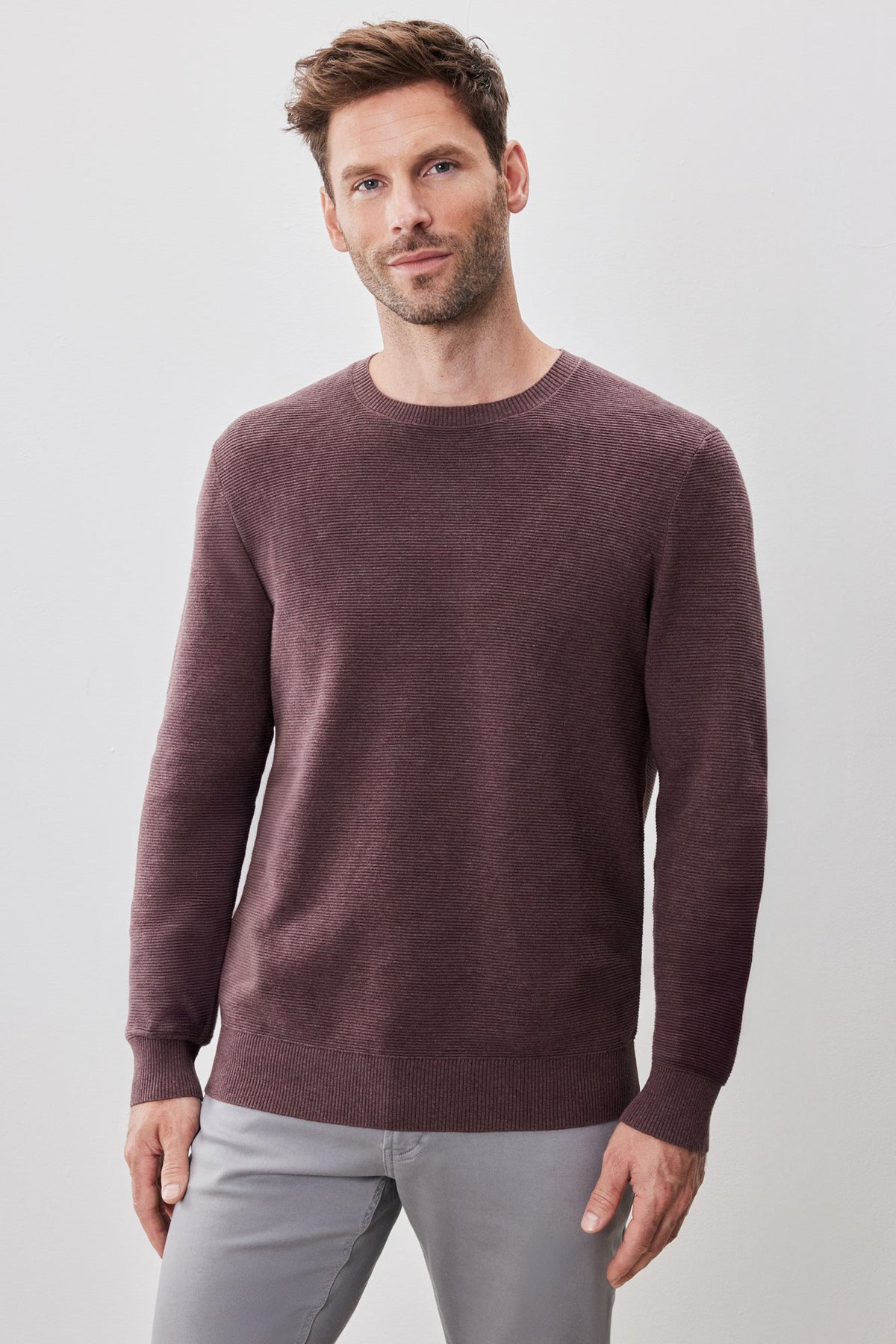 Chandail à manches longues col rond pour homme par Robert Barakett | Enrique RB52270 Rouge | Machemise.ca, vêtements mode pour hommes