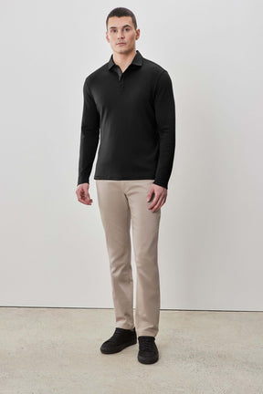 Polo à manches longues en chevrons pour homme par Robert Barakett | Georgia RB52559 Noir | Machemise.ca, vêtements mode pour hommes