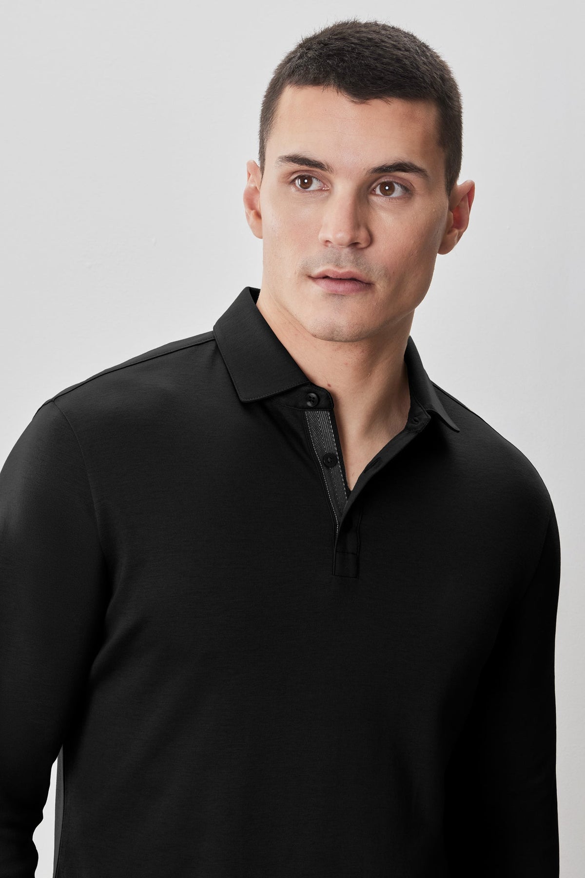 Polo à manches longues en chevrons pour homme par Robert Barakett | Georgia RB52559 Noir | Machemise.ca, vêtements mode pour hommes