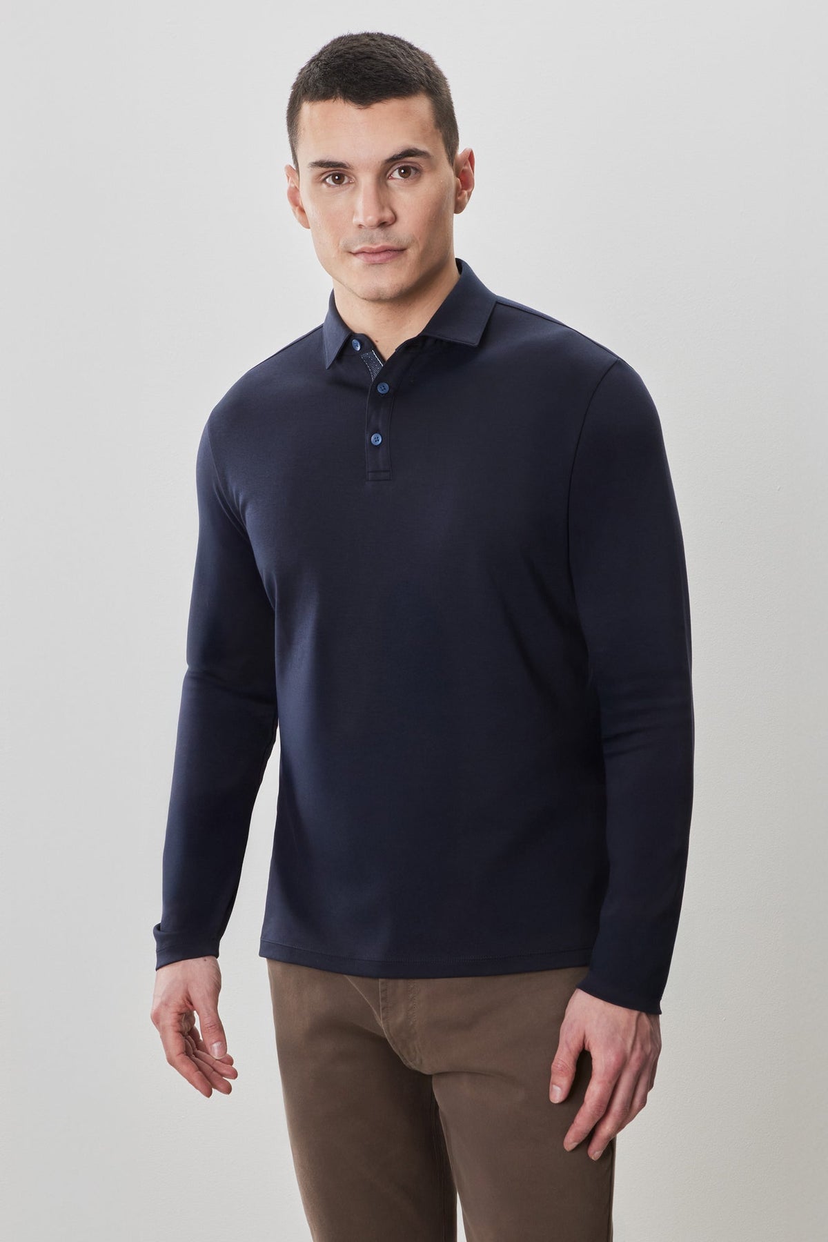 Polo à manches longues en chevrons pour homme par Robert Barakett | Georgia RB52559 Caspia Foncé | Machemise.ca, vêtements mode pour hommes