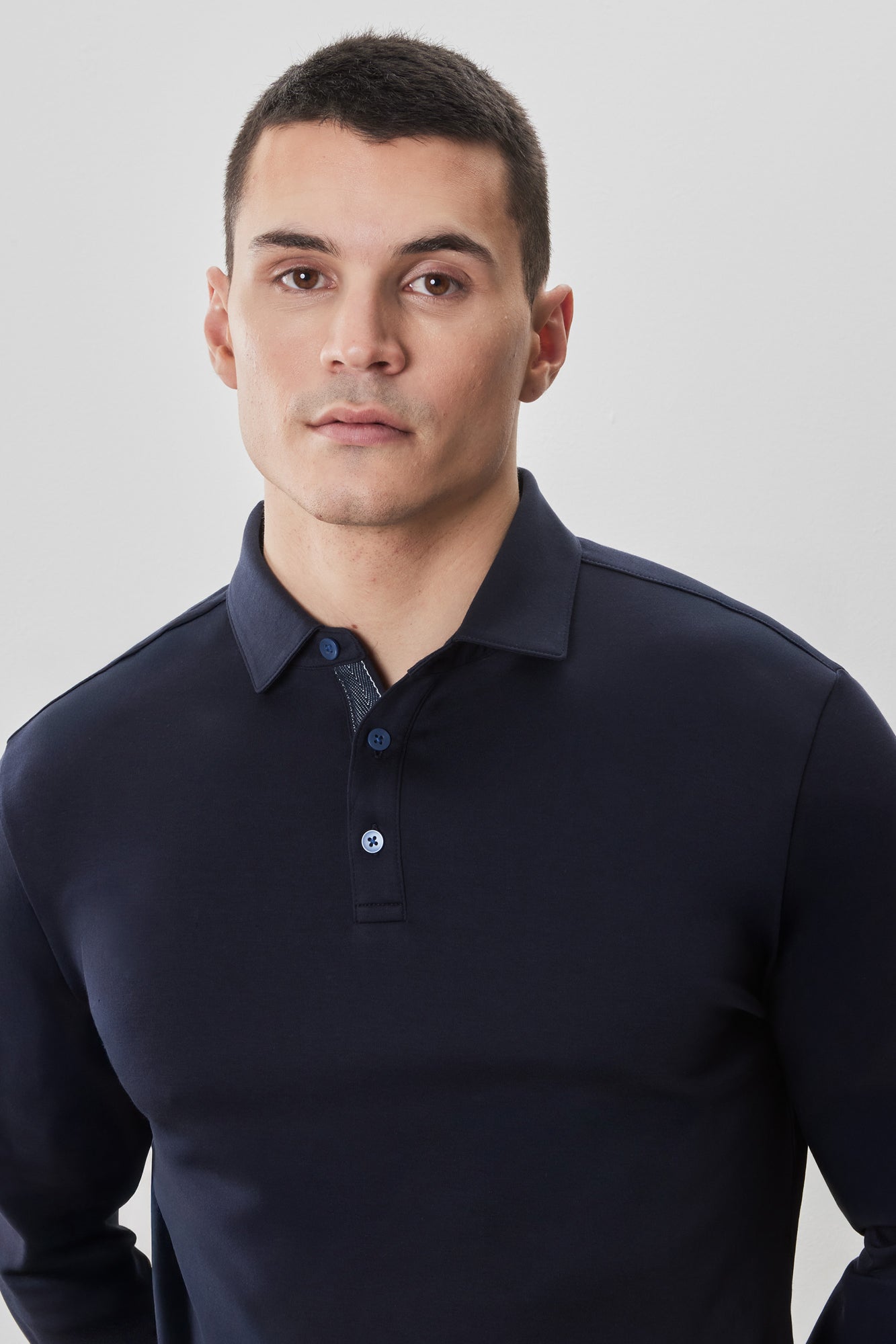 Polo à manches longues en chevrons pour homme par Robert Barakett | Georgia RB52559 Caspia Foncé | Machemise.ca, vêtements mode pour hommes