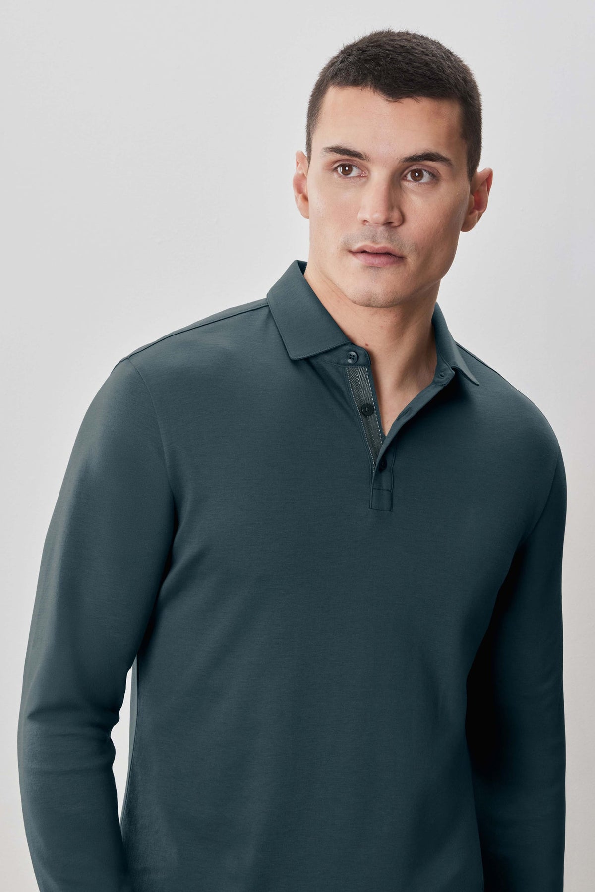 Polo à manches longues en chevrons pour homme par Robert Barakett | Georgia RB52559 Vert Profond | Machemise.ca, vêtements mode pour hommes