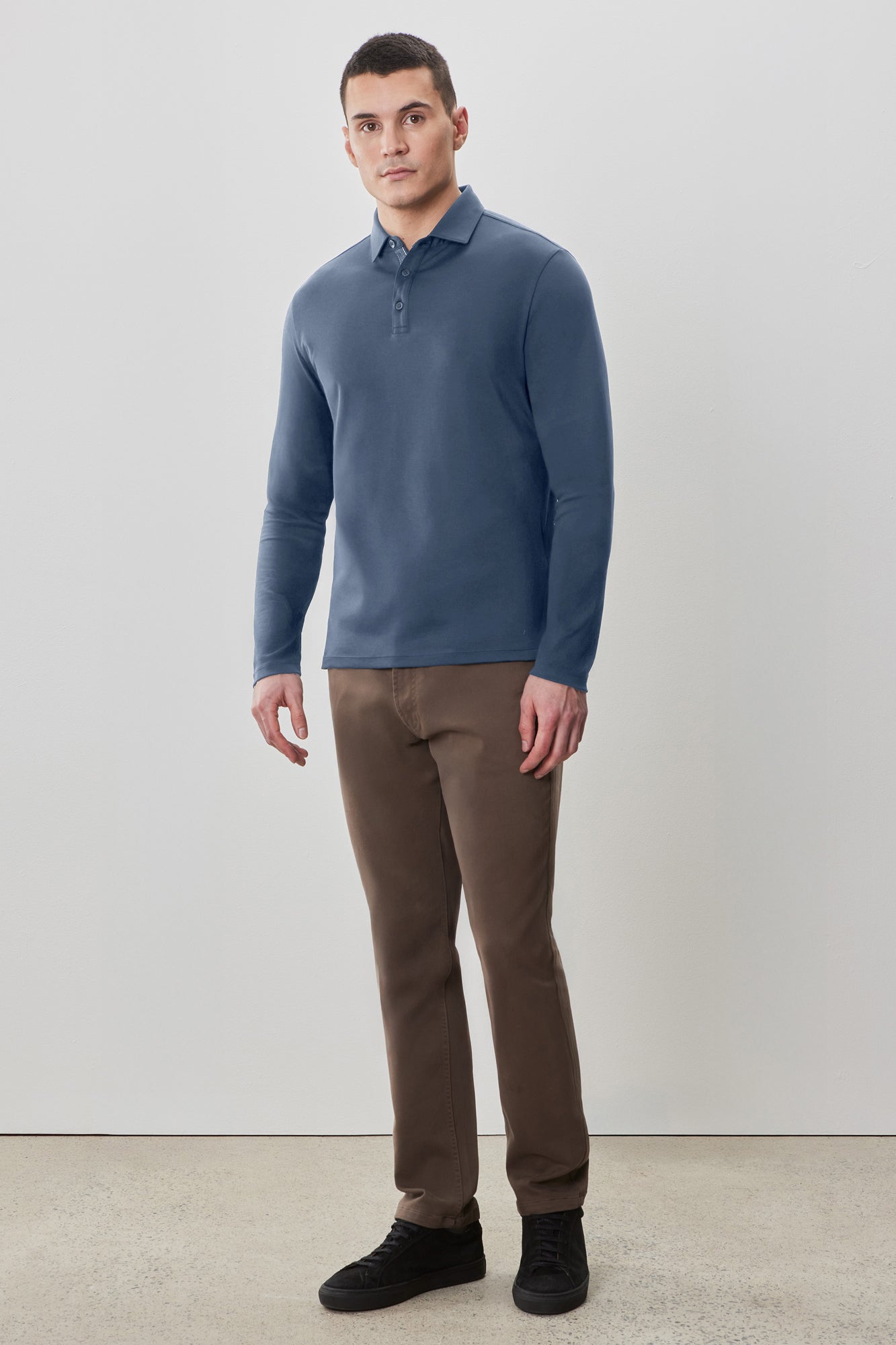Polo à manches longues en chevrons pour homme par Robert Barakett | Georgia RB52559 Vague Océan | Machemise.ca, vêtements mode pour hommes
