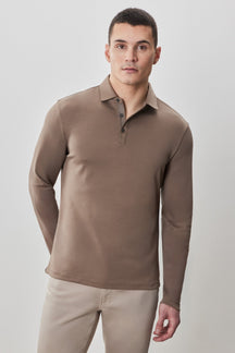 Polo à manches longues en chevrons pour homme par Robert Barakett | Georgia RB52559 Poterie | Machemise.ca, vêtements mode pour hommes