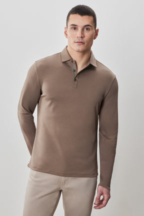 Polo à manches longues en chevrons pour homme par Robert Barakett | Georgia RB52559 Poterie | Machemise.ca, vêtements mode pour hommes