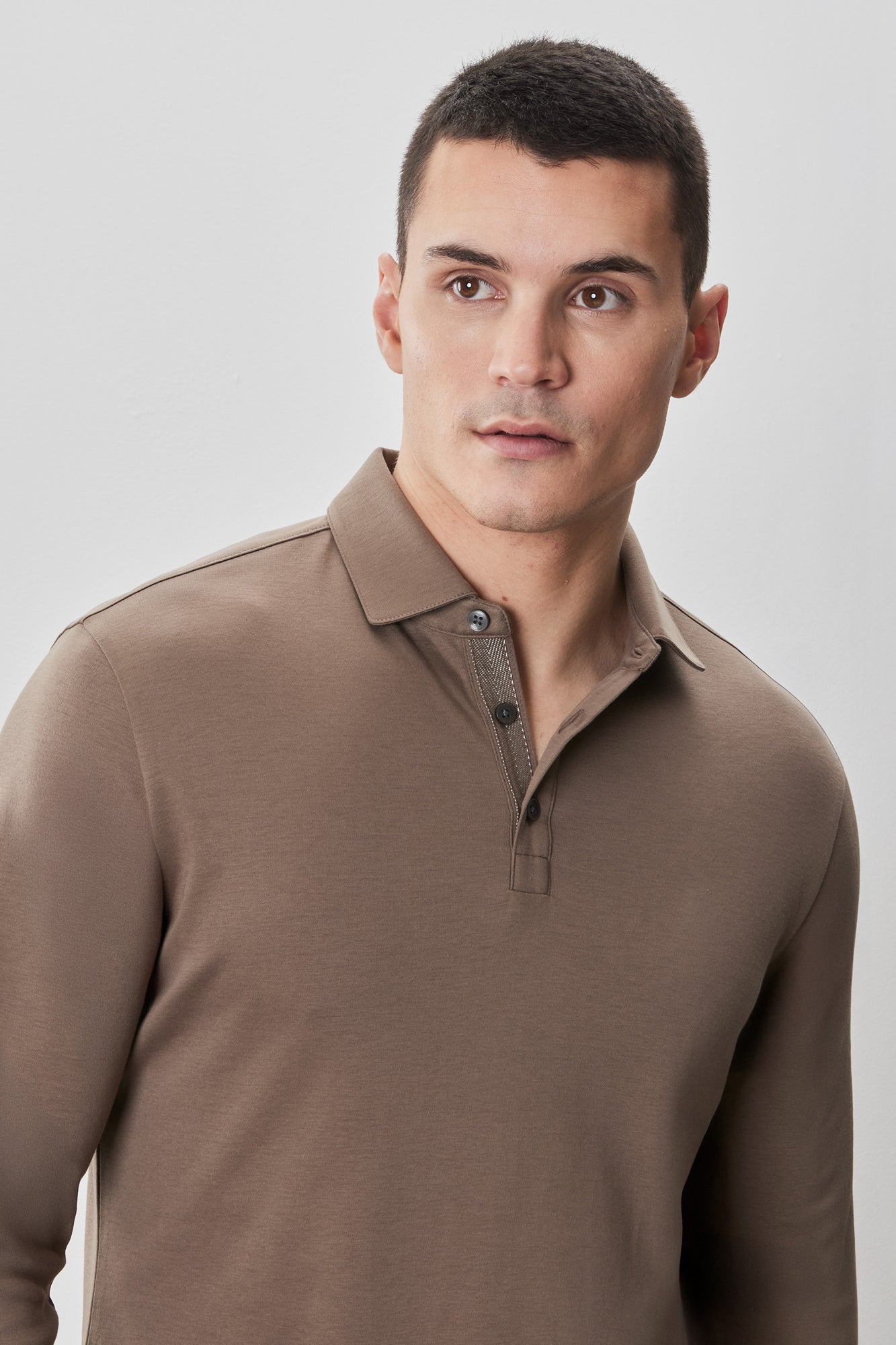 Polo à manches longues en chevrons pour homme par Robert Barakett | Georgia RB52559 Poterie | Machemise.ca, vêtements mode pour hommes