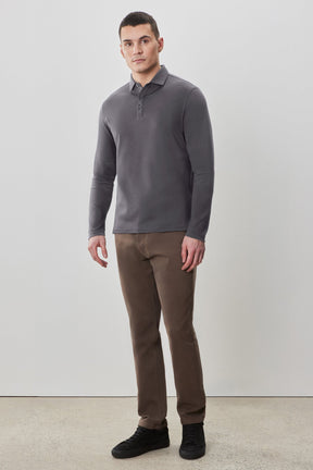 Polo à manches longues en chevrons pour homme par Robert Barakett | Georgia RB52559 Fumée | Machemise.ca, vêtements mode pour hommes