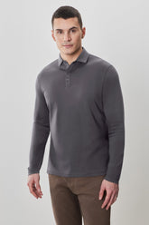 Polo à manches longues en chevrons pour homme par Robert Barakett | Georgia RB52559 Fumée | Machemise.ca, vêtements mode pour hommes