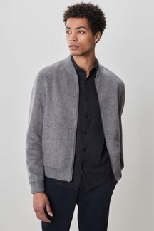 Veste à col baseball pour homme par Robert Barakett | Jake RB52599 Gris Clair | Machemise.ca, vêtements mode pour hommes