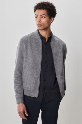 Veste à col baseball pour homme par Robert Barakett | Jake RB52599 Gris Clair | Machemise.ca, vêtements mode pour hommes
