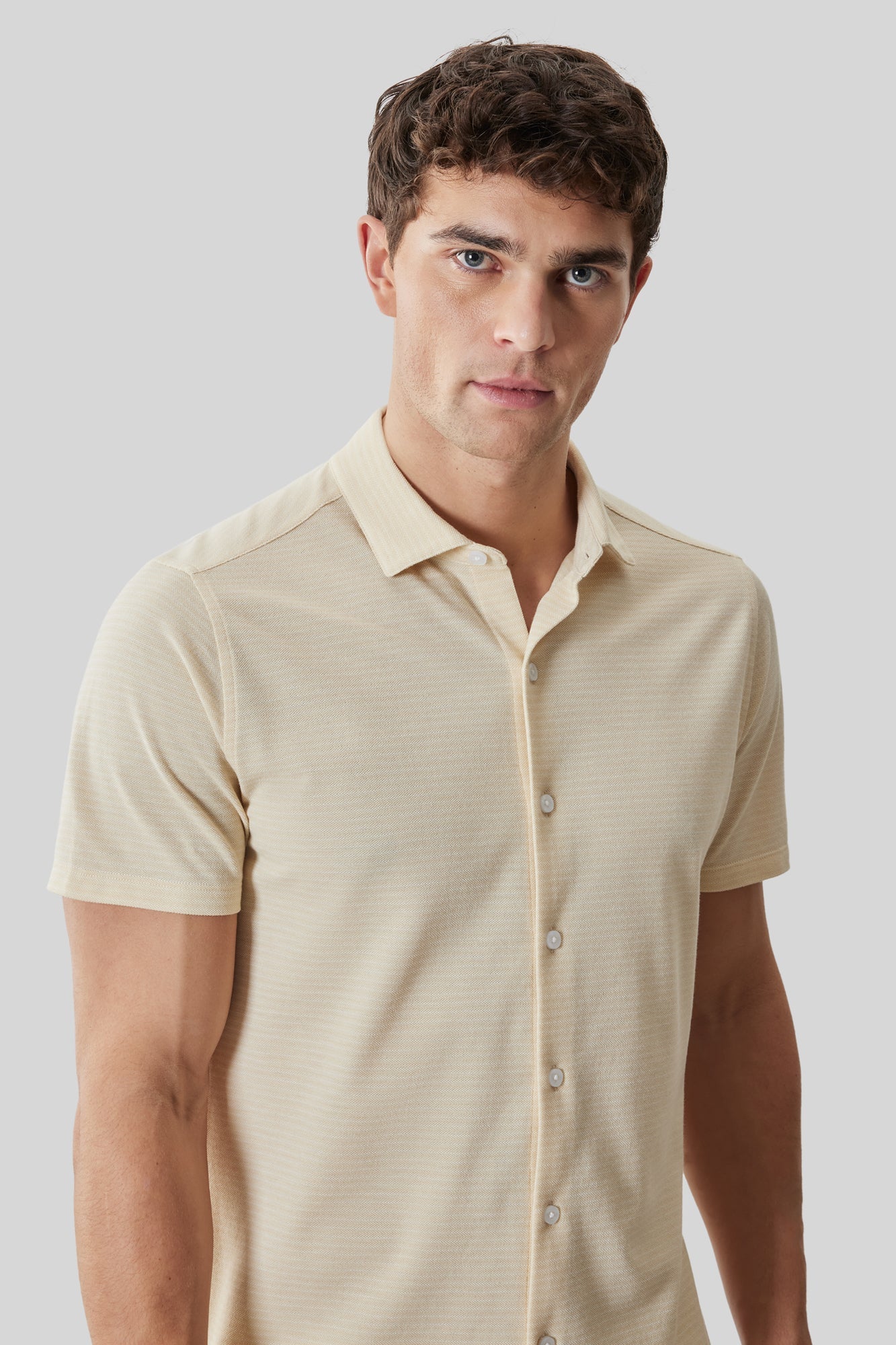 Chemise en Knit pour homme par Robert Barakett | RB61025 Irving Jaune Doux | Machemise.ca, vêtements mode pour hommes