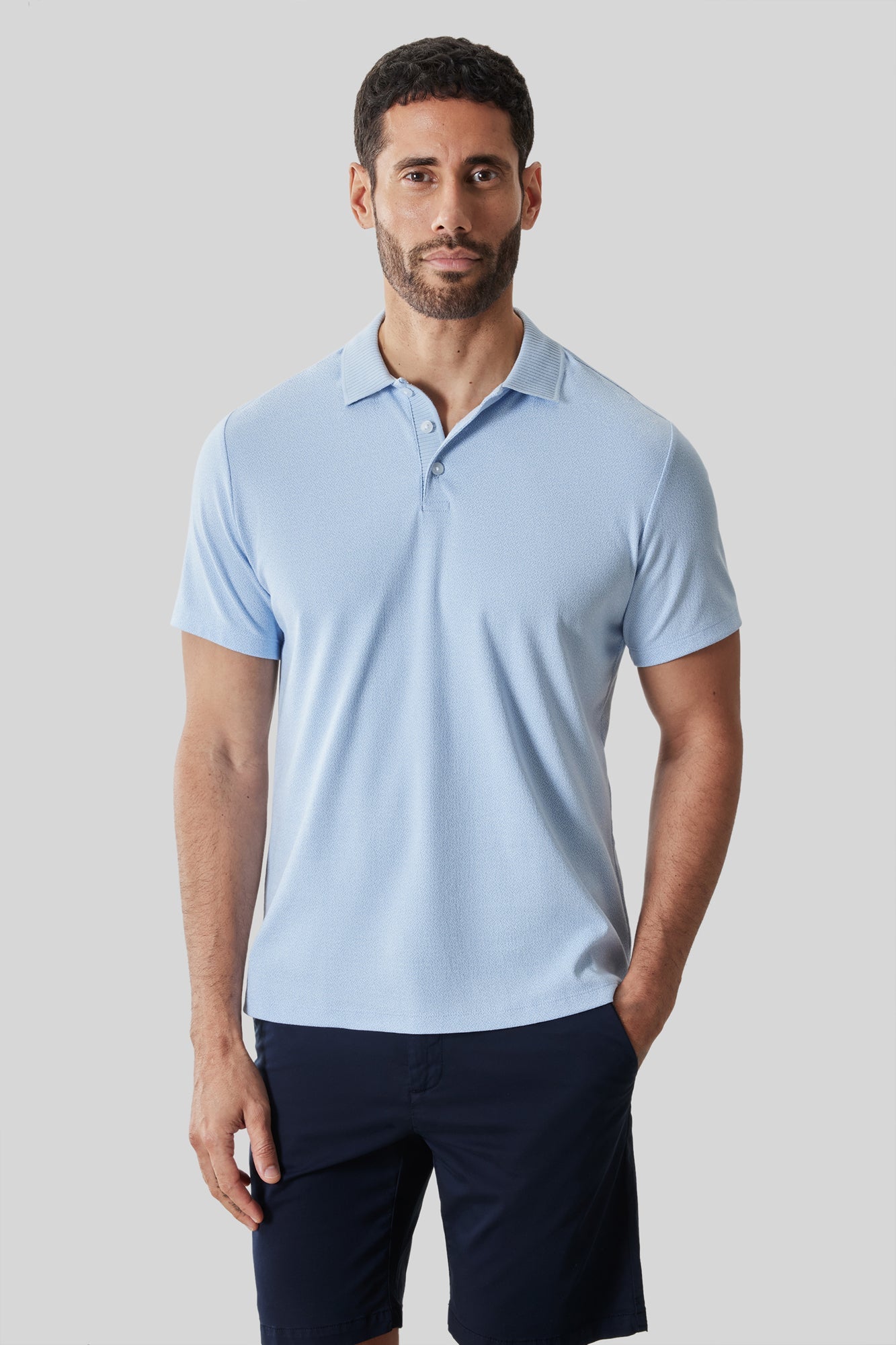 Polo col côtelé pour homme par Robert Barakett | RB61065 Matias Bleu Pâle | Machemise.ca, vêtements mode pour hommes