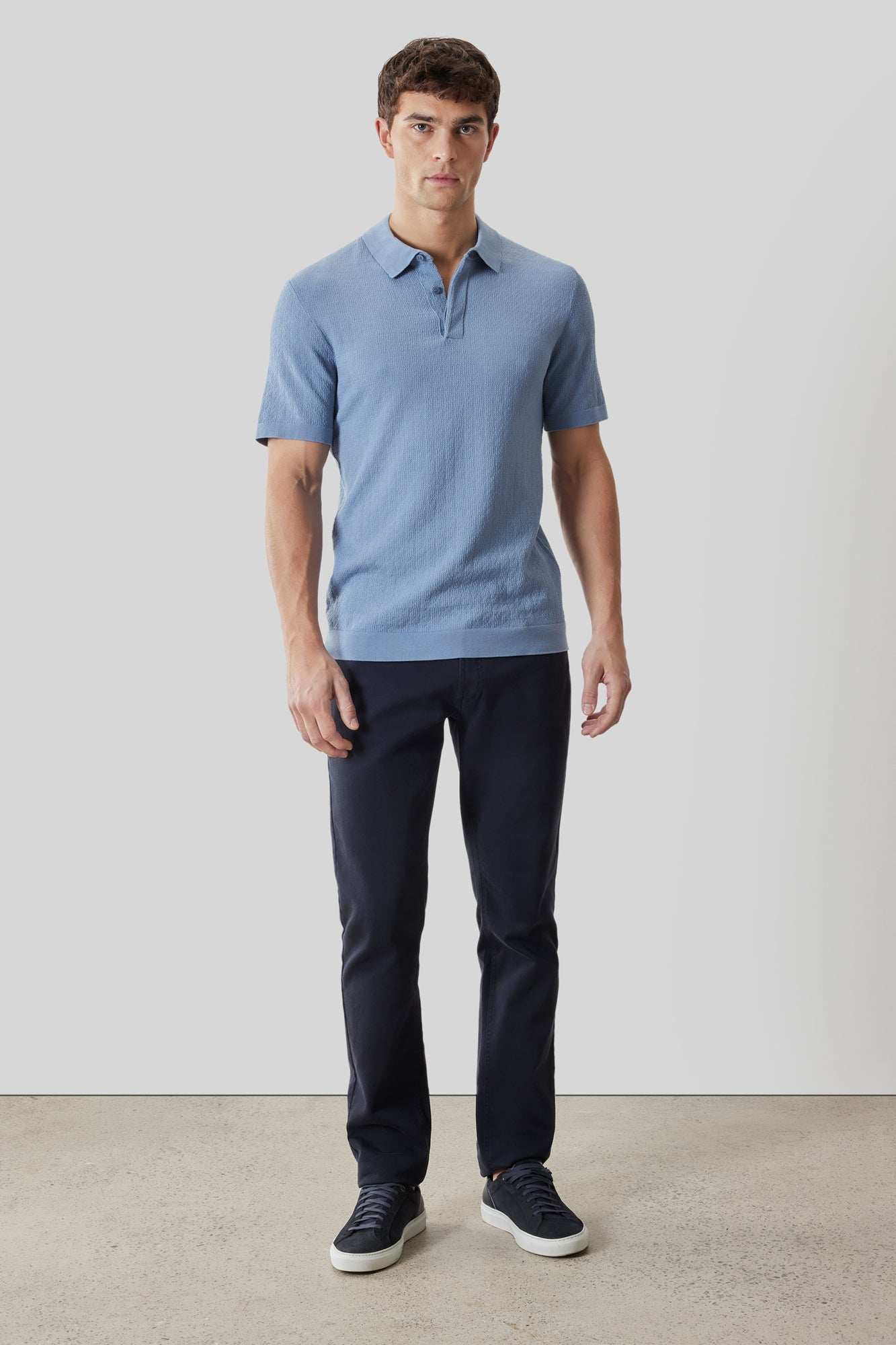 Polo avec patte pour homme par Robert Barakett | RB61092 Halric Bleu Délavé | Machemise.ca, vêtements mode pour hommes