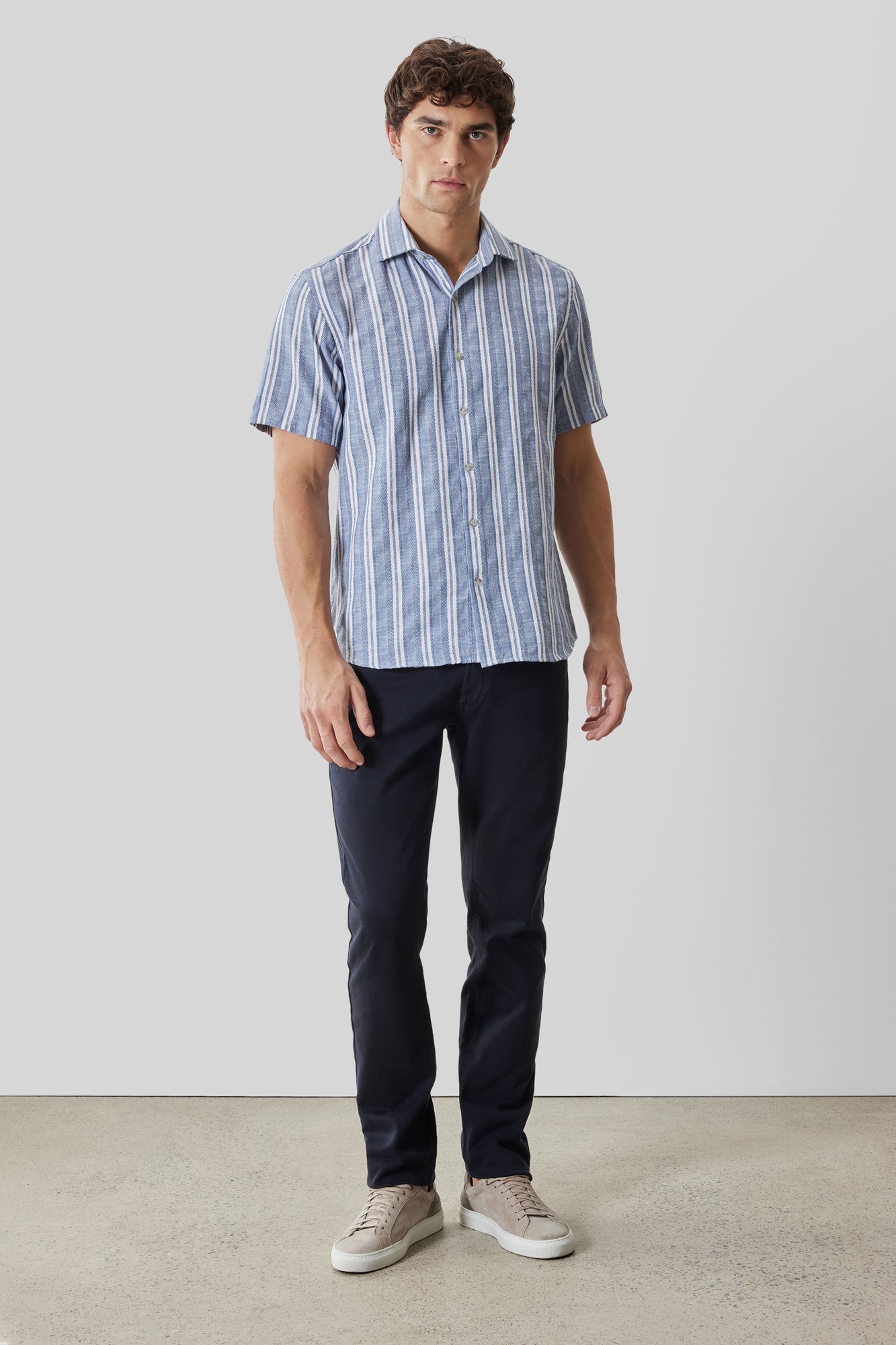 Chemise tissée pour homme par Robert Barakett | RB61150 Daiki Bleu Vintage | Machemise.ca, vêtements mode pour hommes