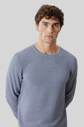 Chandail M.L. col rond pour homme par Robert Barakett | RB61154 Kaede Bleu Denim | Machemise.ca, vêtements mode pour hommes