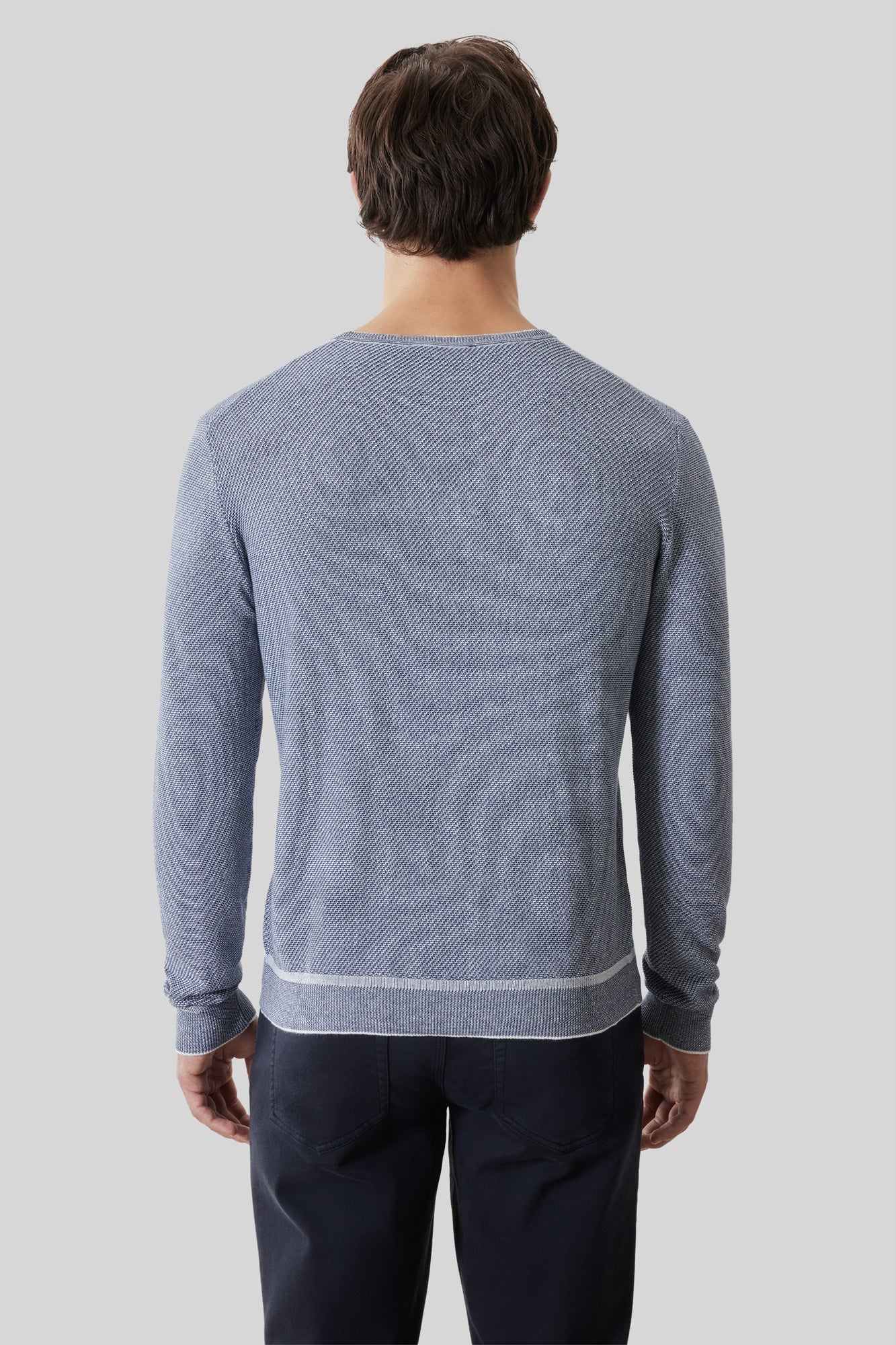 Chandail M.L. col rond pour homme par Robert Barakett | RB61154 Kaede Bleu Denim | Machemise.ca, vêtements mode pour hommes