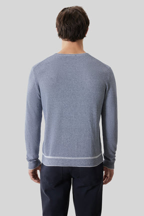 Chandail M.L. col rond pour homme par Robert Barakett | RB61154 Kaede Bleu Denim | Machemise.ca, vêtements mode pour hommes