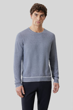 Chandail M.L. col rond pour homme par Robert Barakett | RB61154 Kaede Bleu Denim | Machemise.ca, vêtements mode pour hommes